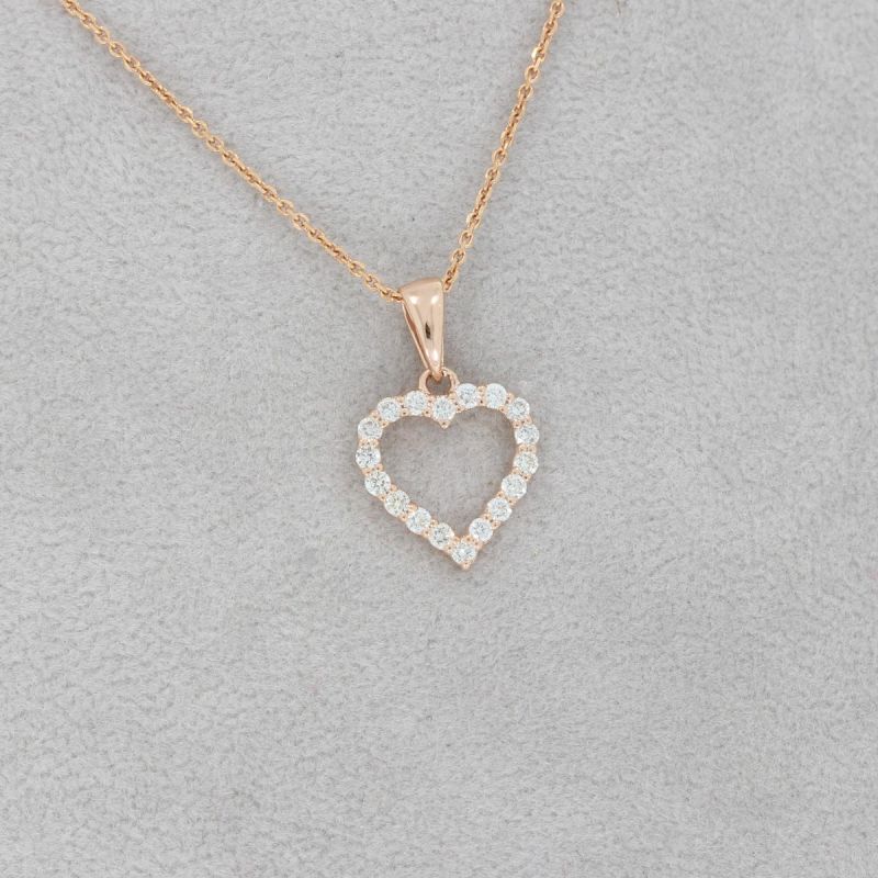 Sale! Wert 890 € Brillant Herz Anhänger (0,22 carat) in 585er 14 K Roségold - H1068