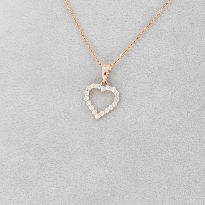 Sale! Wert 890 € Brillant Herz Anhänger (0,22 carat) in 585er 14 K Roségold - H1068