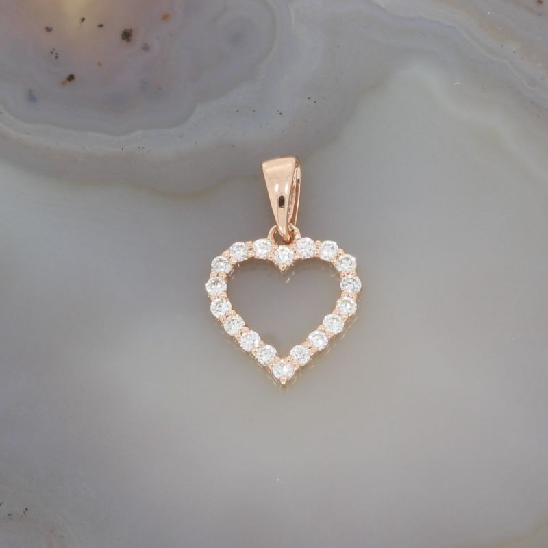 Sale! Wert 890 € Brillant Herz Anhänger (0,22 carat) in 585er 14 K Roségold - H1068