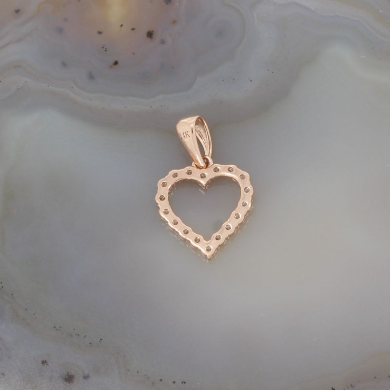 Sale! Wert 890 € Brillant Herz Anhänger (0,22 carat) in 585er 14 K Roségold - H1068