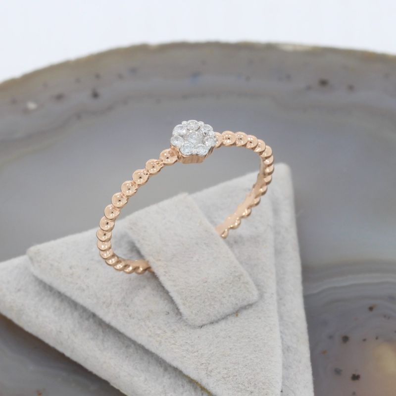 Wert 770 € Brillant Ring (0,10 carat) in 750er 18 K Roségold Größe 54 - H598