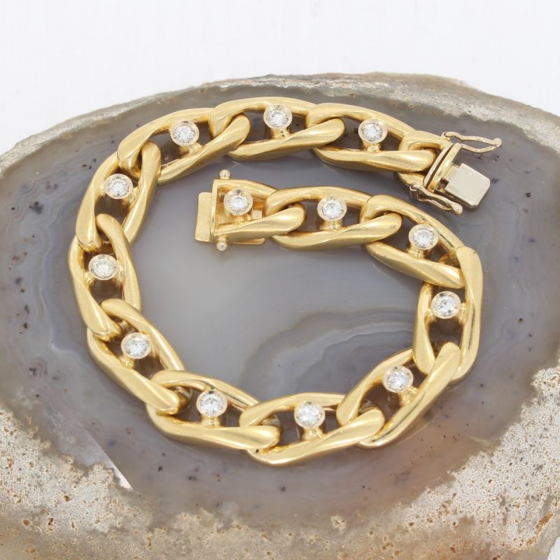 Wert 13700 € Brillant Stäbchen Panzer Armband (ca. 1,17 carat) in 750er 18 K Gelbgold - 77014