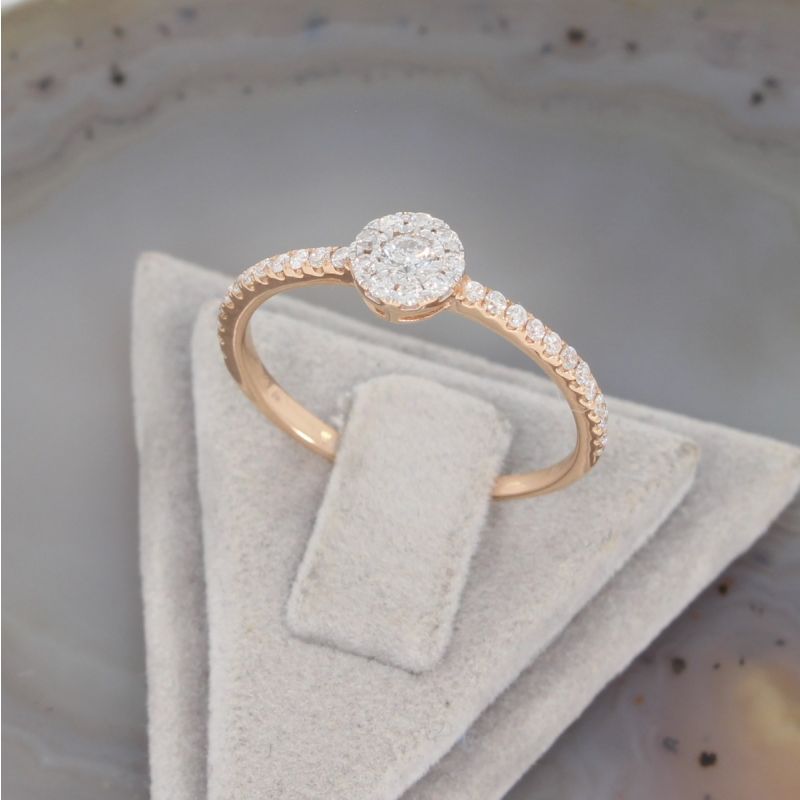 Wert 1290 € Brillant Ring (0,30 carat) in 750er 18 K Roségold Gr.52 - H1099