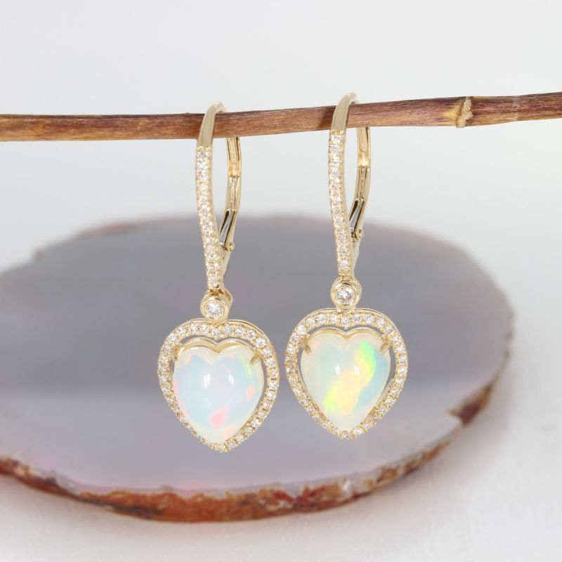 Wert 2990 € Brillant Opal Ohrringe in 585er 14 K Gelbgold - H1207