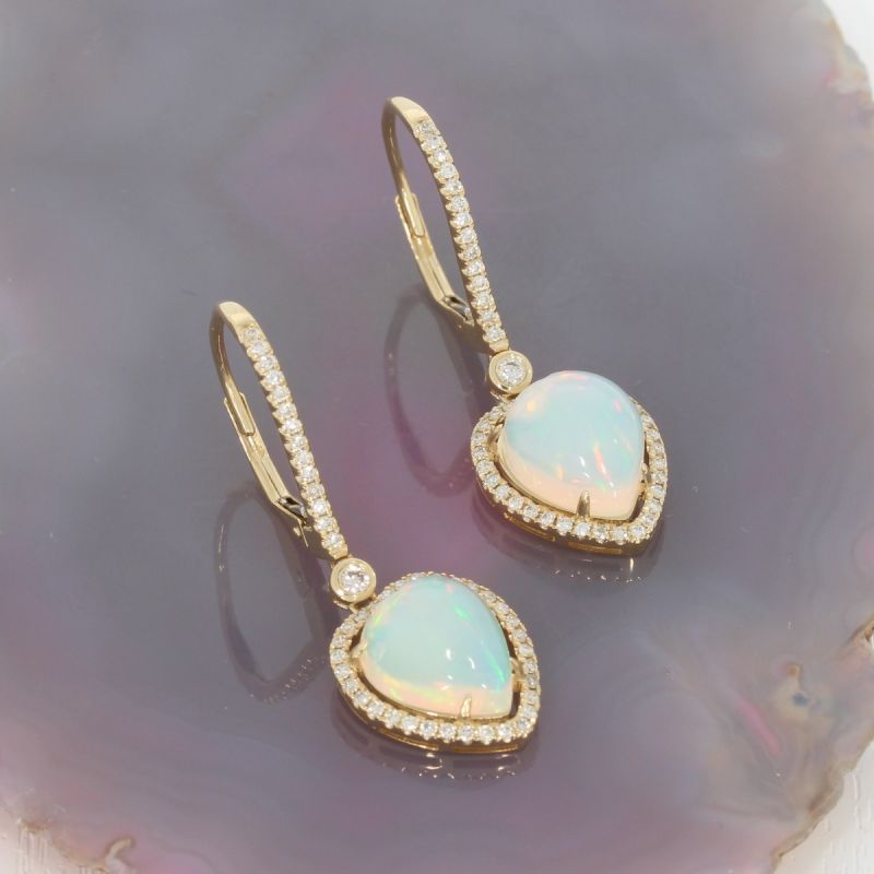 Wert 2990 € Brillant Opal Ohrringe in 585er 14 K Gelbgold - H1207