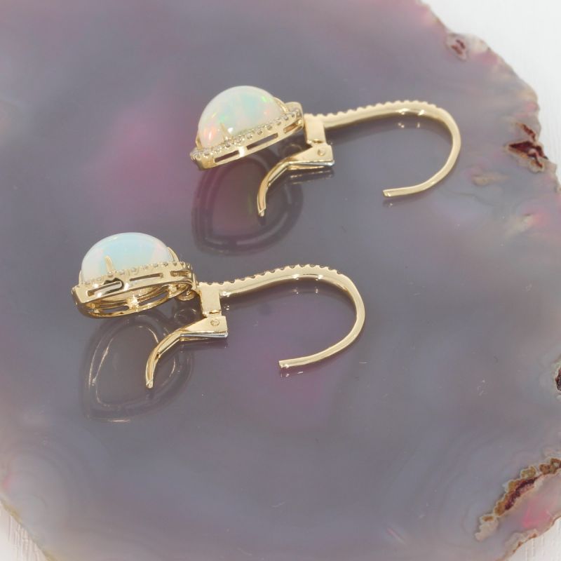Wert 2990 € Brillant Opal Ohrringe in 585er 14 K Gelbgold - H1207