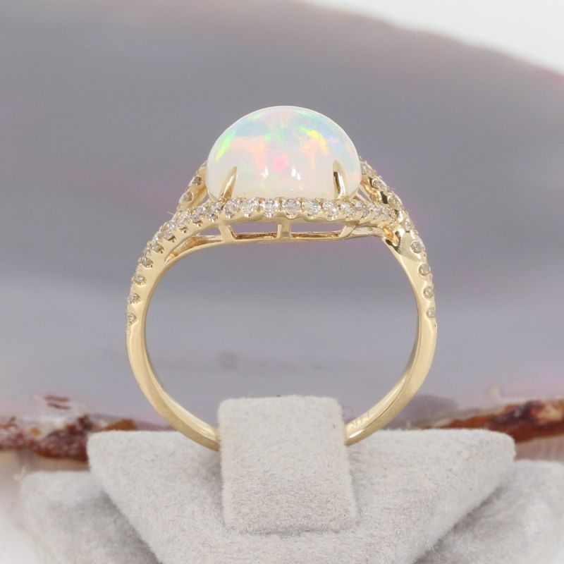 Wert 1750 € Brillant Opal Ring in 585er 14 K Gelbgold - H1453