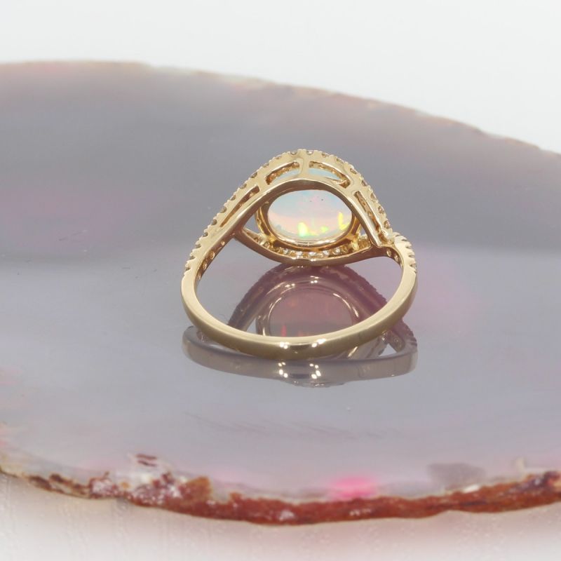 Wert 1750 € Brillant Opal Ring in 585er 14 K Gelbgold - H1453