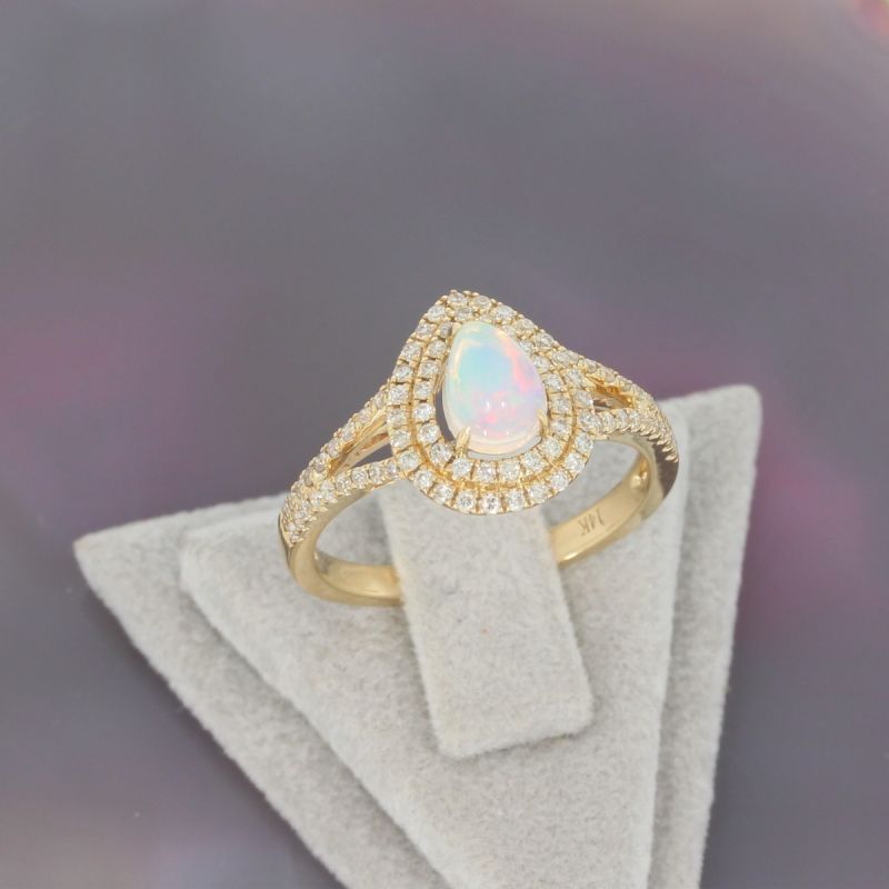 Sale! Wert 2950 € Brillant Opal Ring in 585er 14 K Gelbgold Gr.55 - H1208