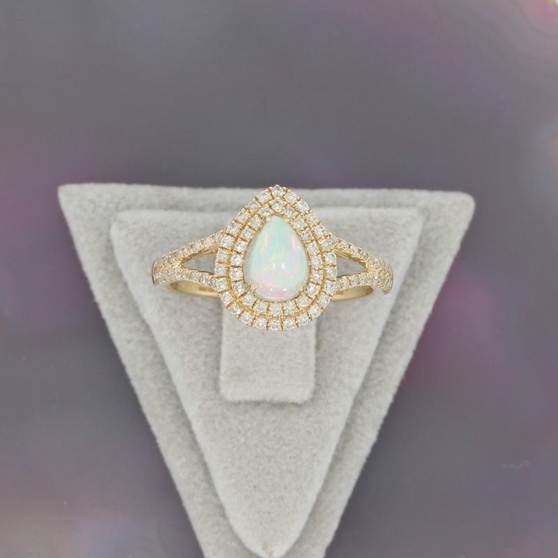 Sale! Wert 2950 € Brillant Opal Ring in 585er 14 K Gelbgold Gr.55 - H1208