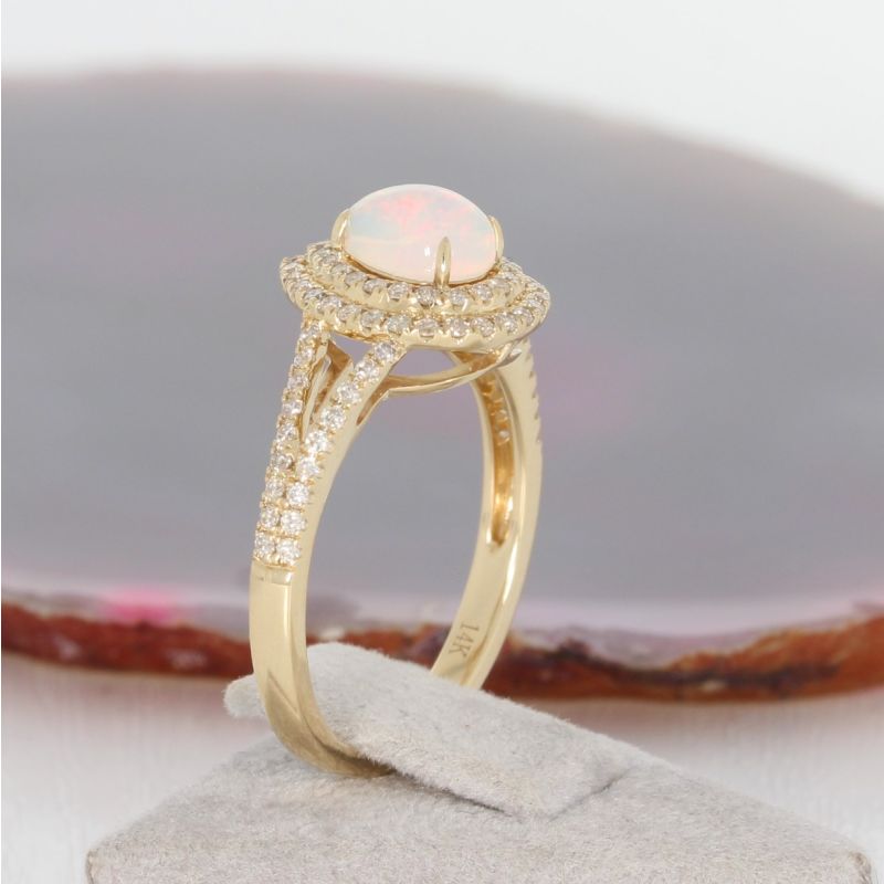 Sale! Wert 2950 € Brillant Opal Ring in 585er 14 K Gelbgold Gr.55 - H1208