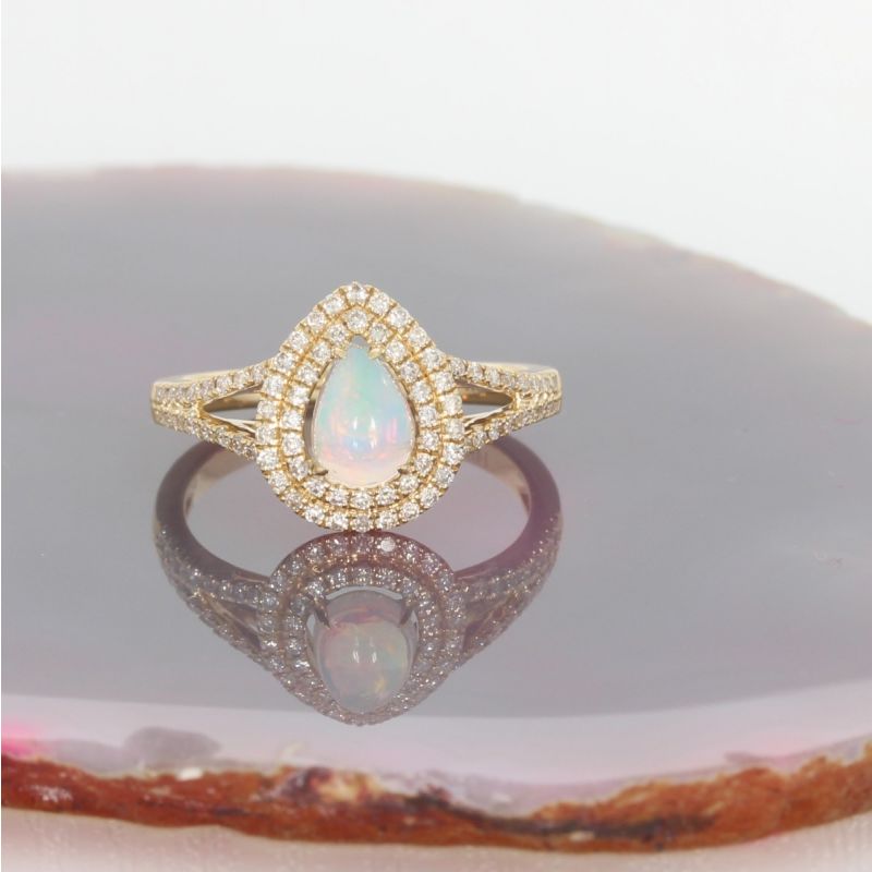 Sale! Wert 2950 € Brillant Opal Ring in 585er 14 K Gelbgold Gr.55 - H1208