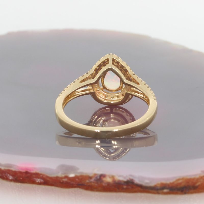 Sale! Wert 2950 € Brillant Opal Ring in 585er 14 K Gelbgold Gr.55 - H1208