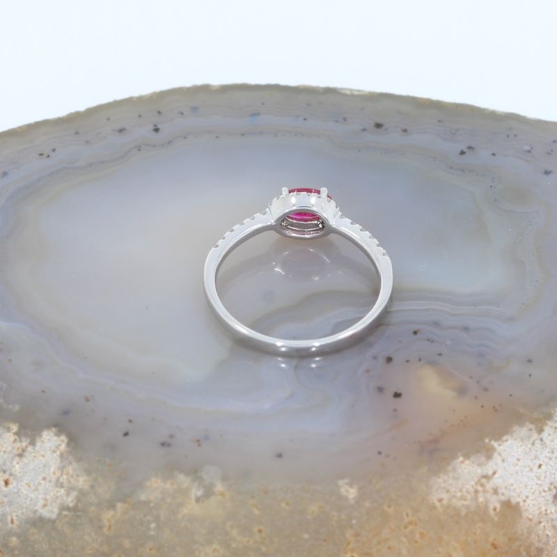 Sale! Wert 1390 € Brillant Rubin Ring in 750er 18 K Weißgold Gr.56 - H1124