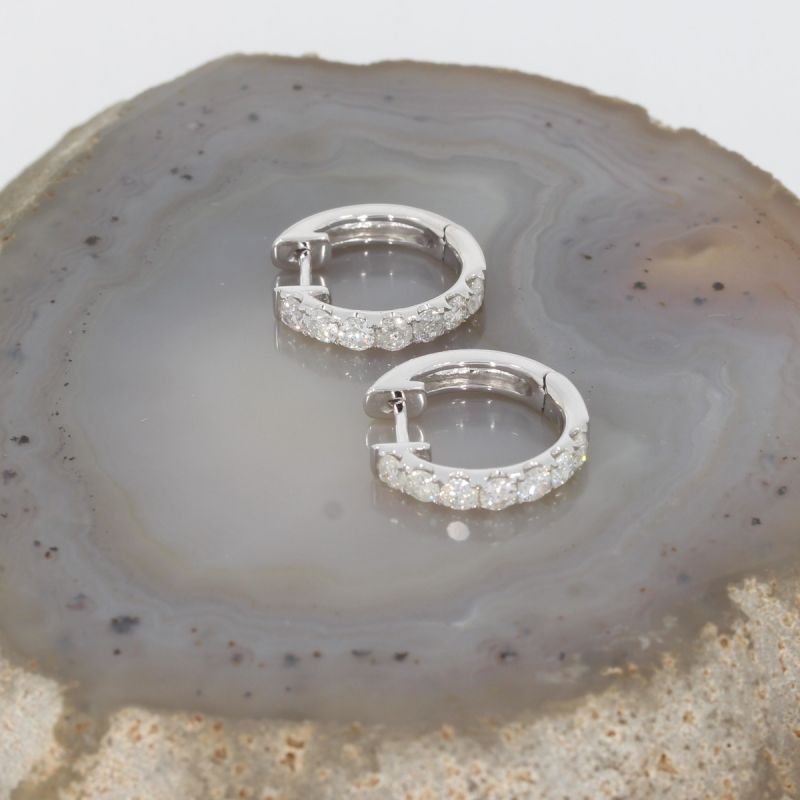Wert 3950 € Brillant Creolen (1,00 carat) in 585er 14 K Weißgold - H1170