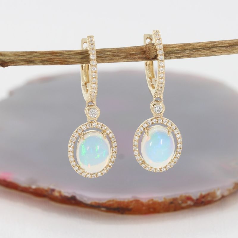 Wert 2250 € Brillant Opal Creolen in 585er 14 K Gelbgold - H1171