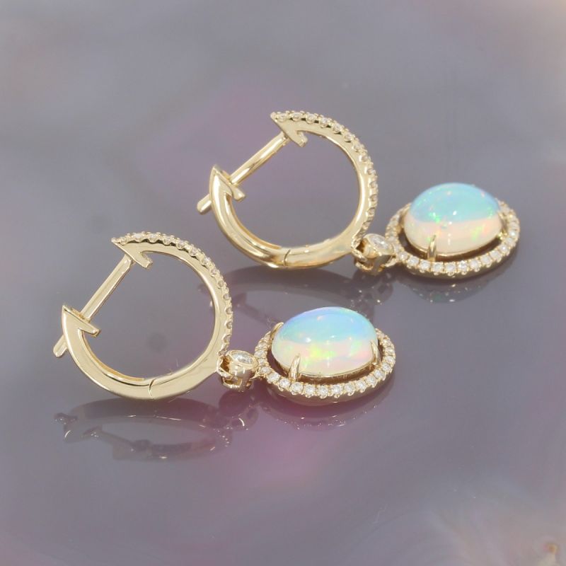 Wert 2250 € Brillant Opal Creolen in 585er 14 K Gelbgold - H1171