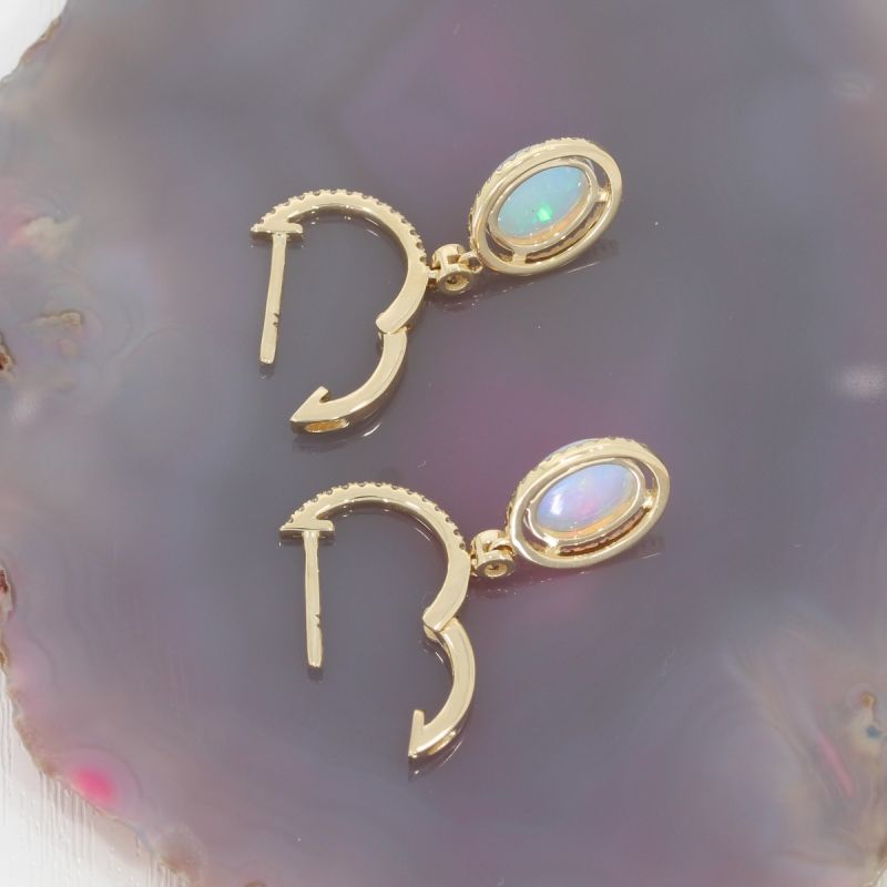 Wert 2250 € Brillant Opal Creolen in 585er 14 K Gelbgold - H1171
