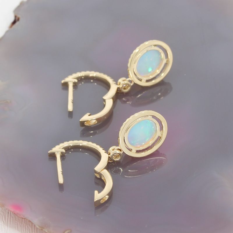 Wert 2250 € Brillant Opal Creolen in 585er 14 K Gelbgold - H1171