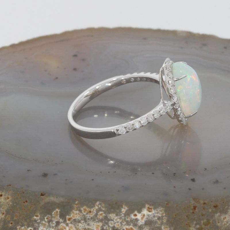 Wert 1690 € Brillant Opal Ring in 585er 14 K Weißgold Gr.54 - H1175