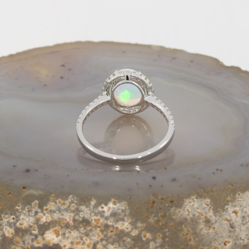 Wert 1690 € Brillant Opal Ring in 585er 14 K Weißgold Gr.54 - H1175