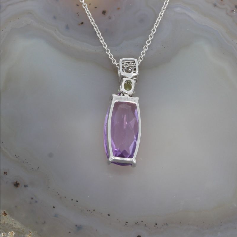 Wert 1050 € Brillant Farbedelstein Collier in 750er 18 K Weißgold - 79222