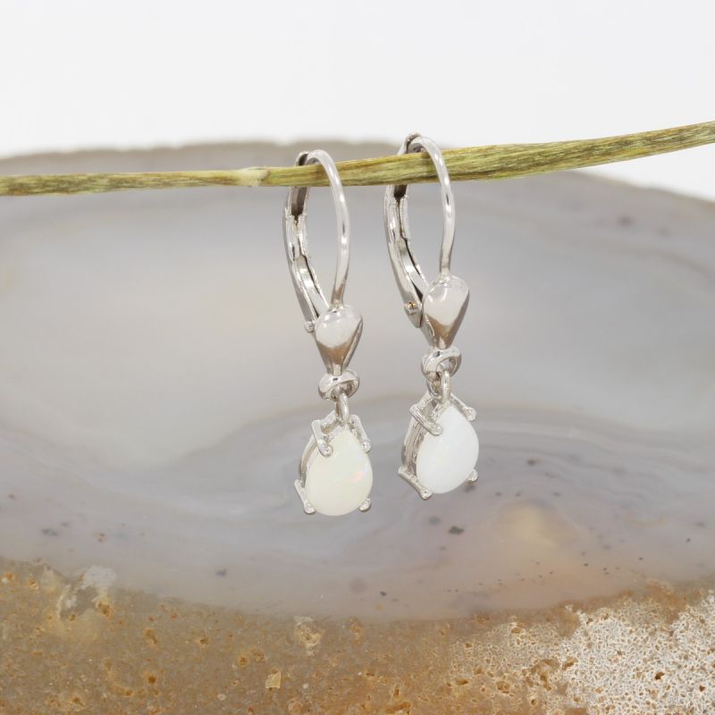 Wert 420 € Opal Ohrringe (0,17 carat) in 585er 14 K Weißgold - H1201
