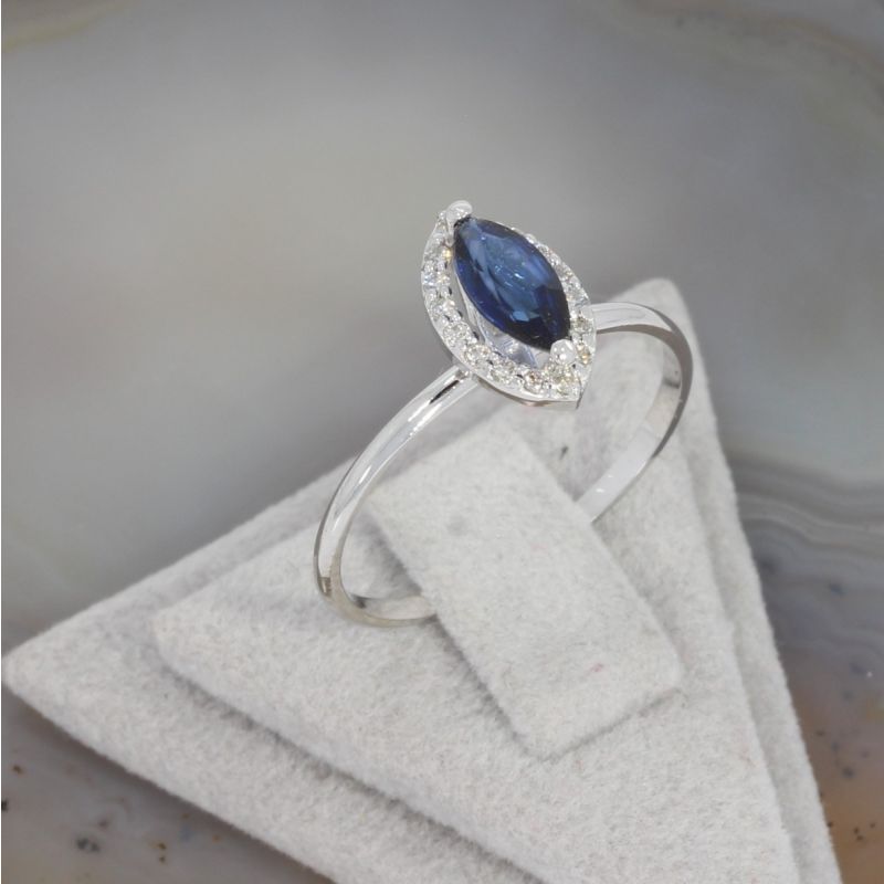 Wert 1250 € Brillant Saphir Ring in 585er 14 K Weißgold Gr.55 - H1223