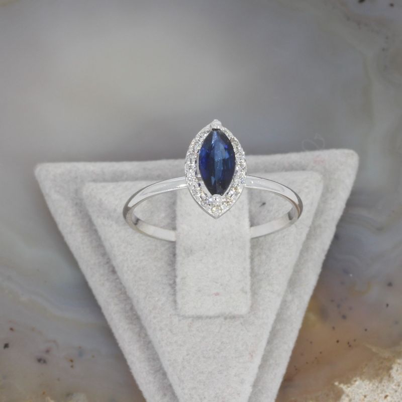 Wert 1250 € Brillant Saphir Ring in 585er 14 K Weißgold Gr.55 - H1223