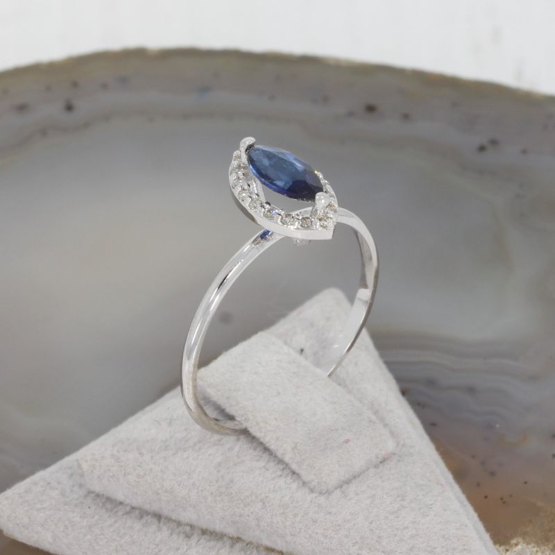 Wert 1250 € Brillant Saphir Ring in 585er 14 K Weißgold Gr.55 - H1223
