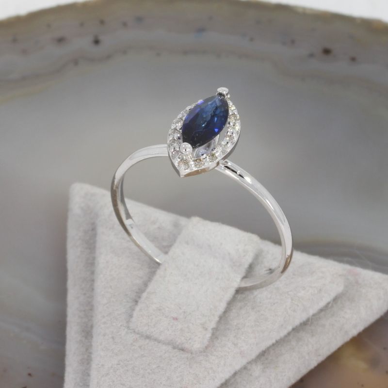 Wert 1250 € Brillant Saphir Ring in 585er 14 K Weißgold Gr.55 - H1223