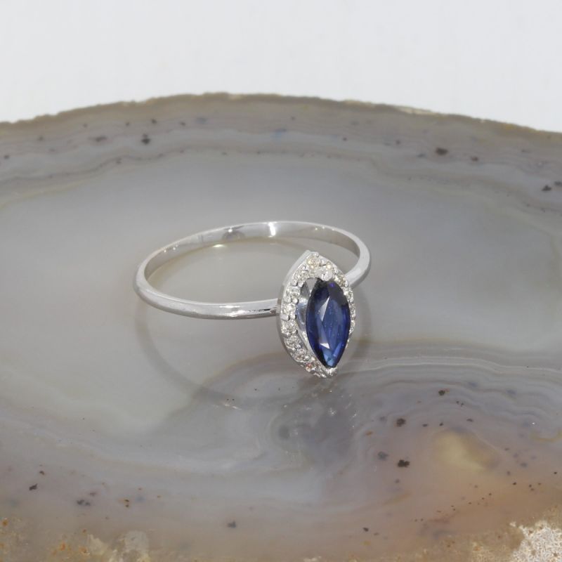 Wert 1250 € Brillant Saphir Ring in 585er 14 K Weißgold Gr.55 - H1223