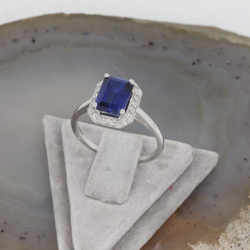 Wert 1990 € Brillant Saphir Ring in 585er 14 K Weißgold Gr.51 - H1222
