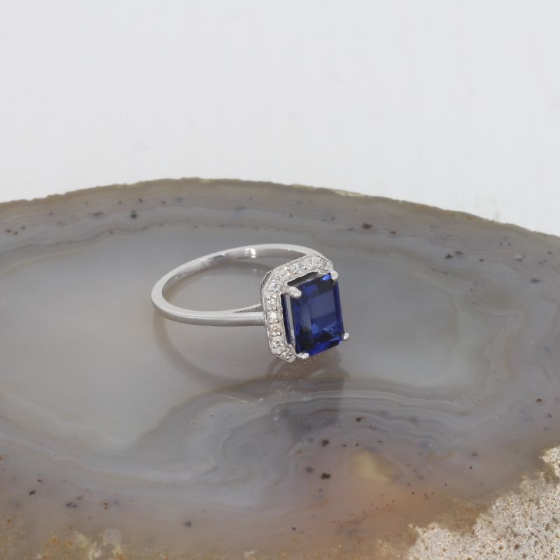 Wert 1990 € Brillant Saphir Ring in 585er 14 K Weißgold Gr.51 - H1222