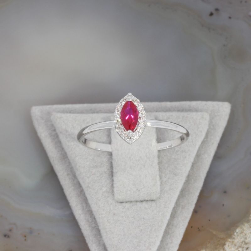 Wert 1250 € Brillant Rubin Ring in 585er 14 K Weißgold Gr.55 - H1224