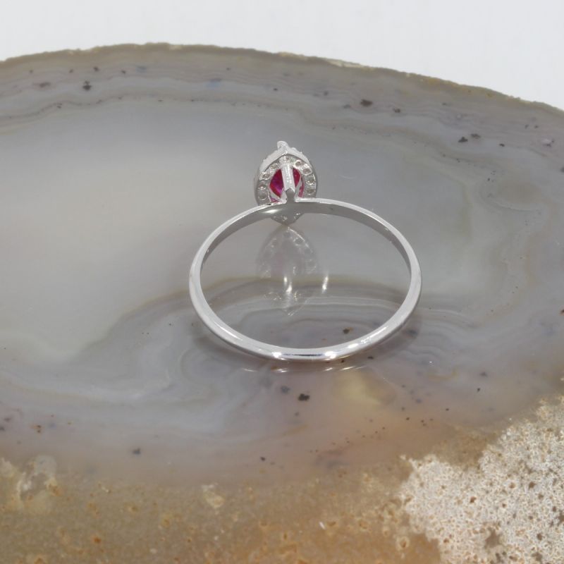 Wert 1250 € Brillant Rubin Ring in 585er 14 K Weißgold Gr.55 - H1224