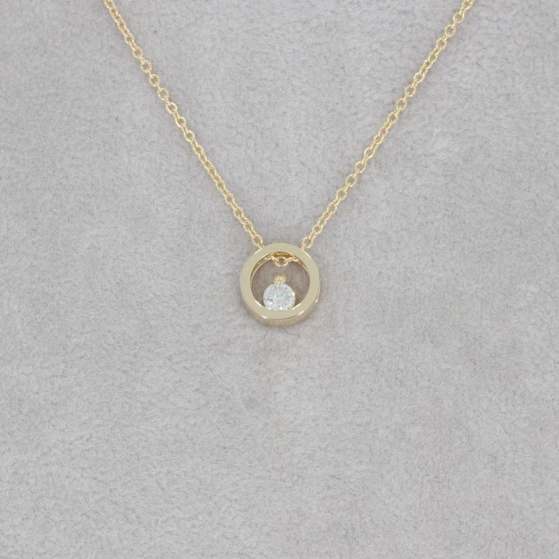 Wert 750 € Solitär Brillant Anhänger mit Kette (0,06 carat) in 585er 14 K Gelbgold - H1213