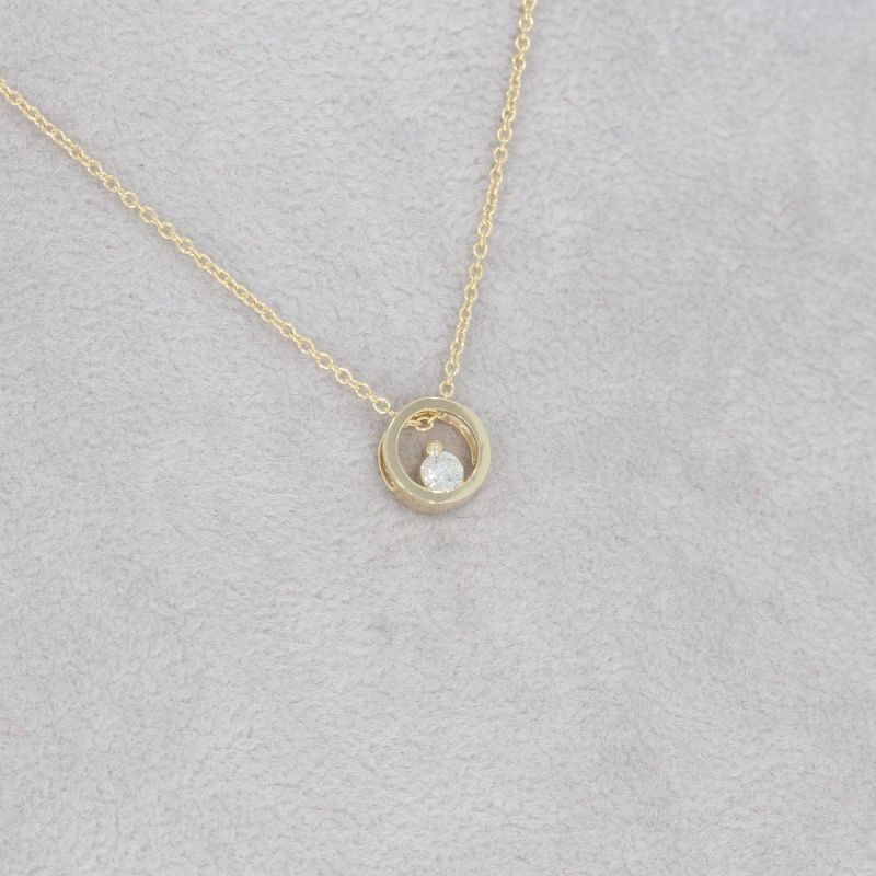 Wert 750 € Solitär Brillant Anhänger mit Kette (0,06 carat) in 585er 14 K Gelbgold - H1213