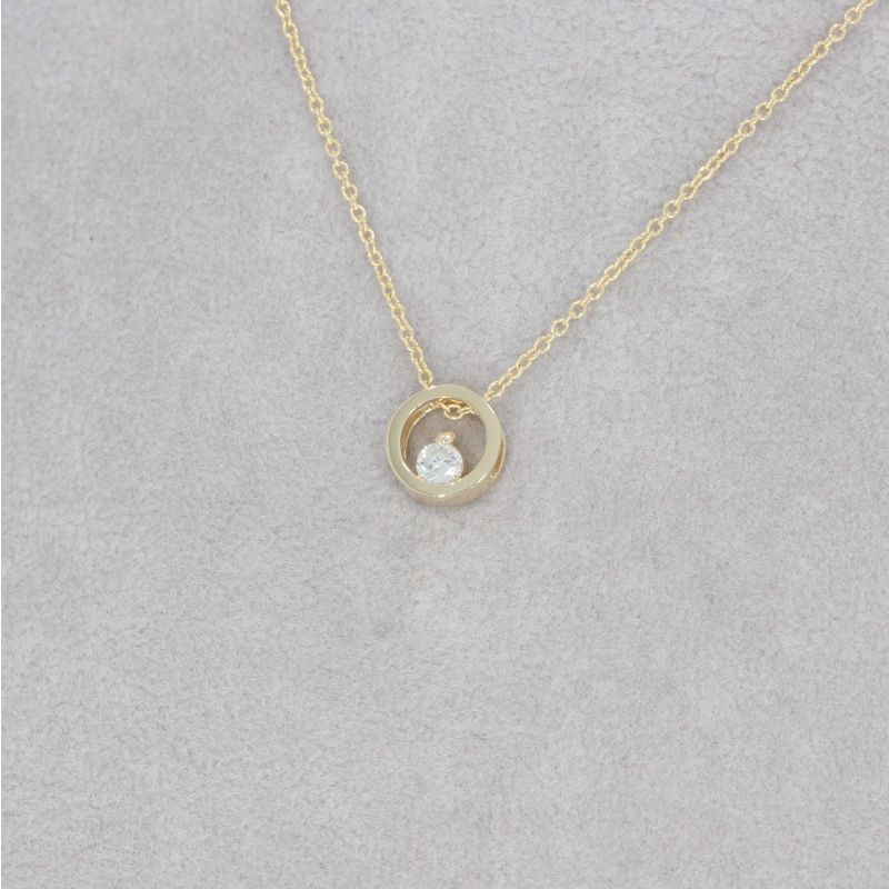 Wert 750 € Solitär Brillant Anhänger mit Kette (0,06 carat) in 585er 14 K Gelbgold - H1213