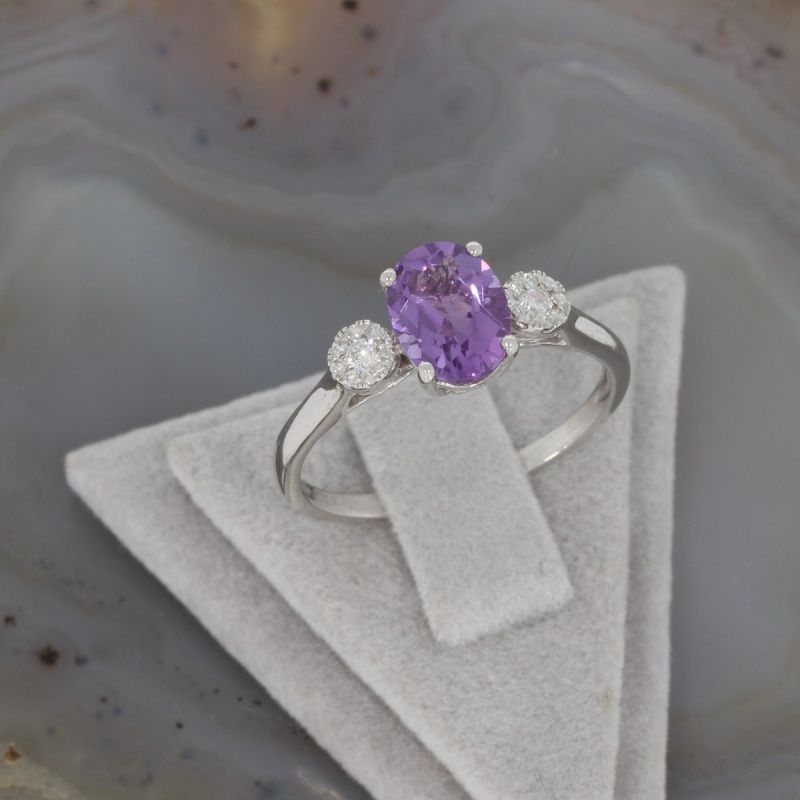 Wert 950 € Brillant Amethyst Ring in 750er 18 K Weißgold - 79862