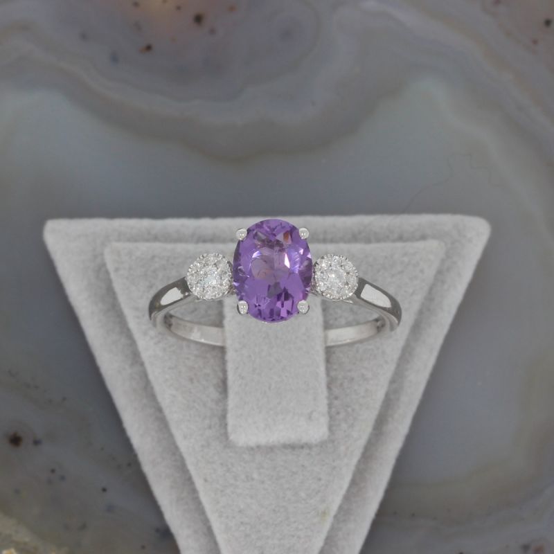 Wert 950 € Brillant Amethyst Ring in 750er 18 K Weißgold - 79862