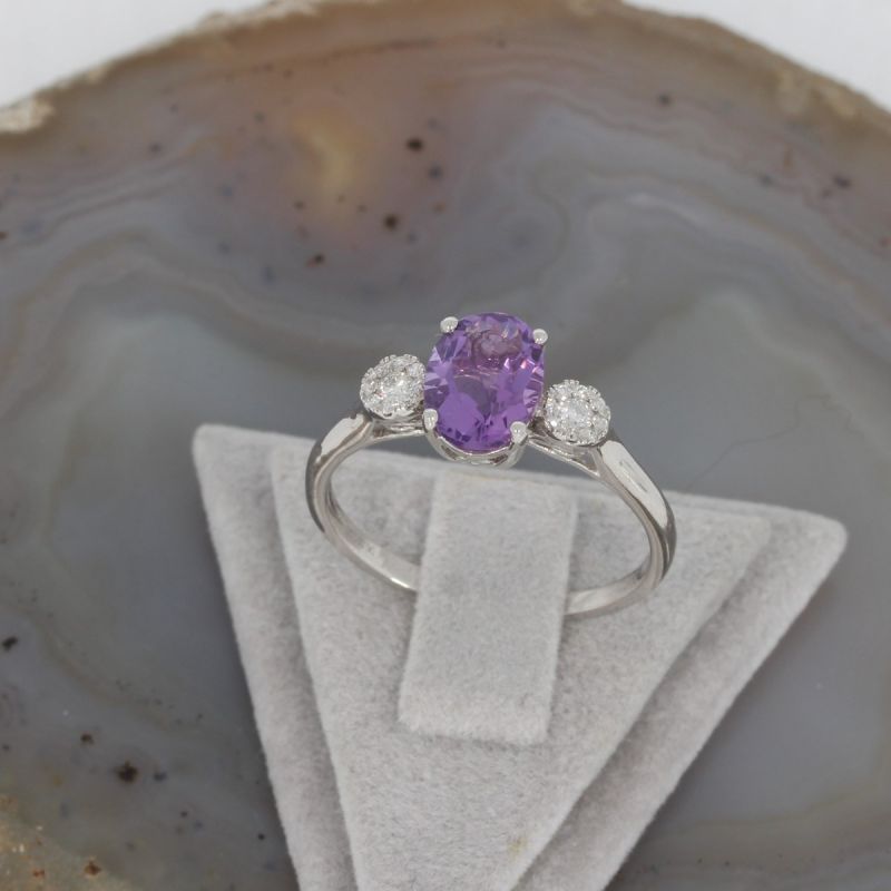 Wert 950 € Brillant Amethyst Ring in 750er 18 K Weißgold - 79862