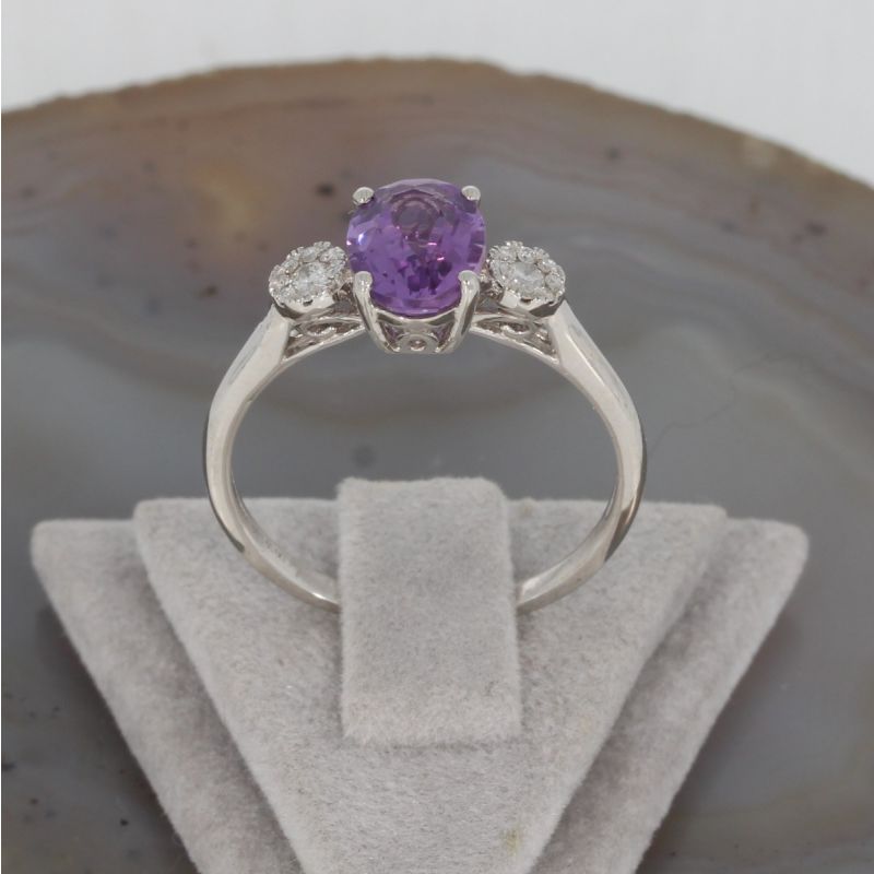 Wert 950 € Brillant Amethyst Ring in 750er 18 K Weißgold - 79862