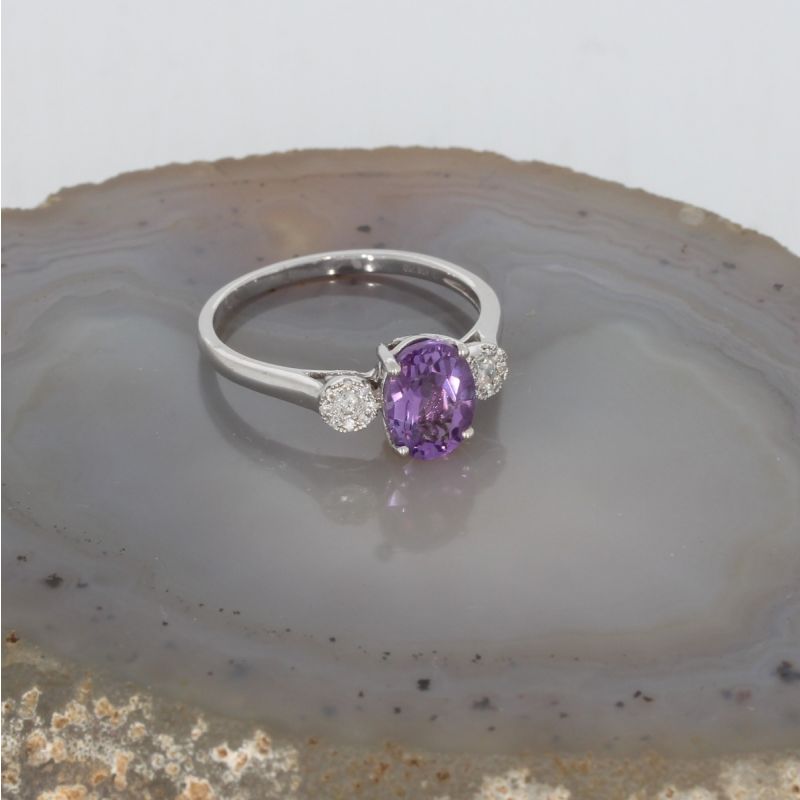 Wert 950 € Brillant Amethyst Ring in 750er 18 K Weißgold - 79862