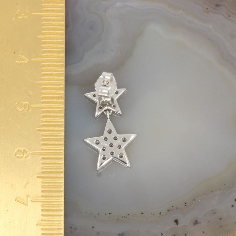 Wert 2990 € Brillant Stern Ohrringe (1,20 carat) in 416er 10 K Weißgold - H1244 