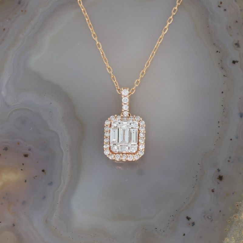 Wert 3420 € Brillant Diamant Anhänger & Kette in 750er 18 K Roségold - H1255