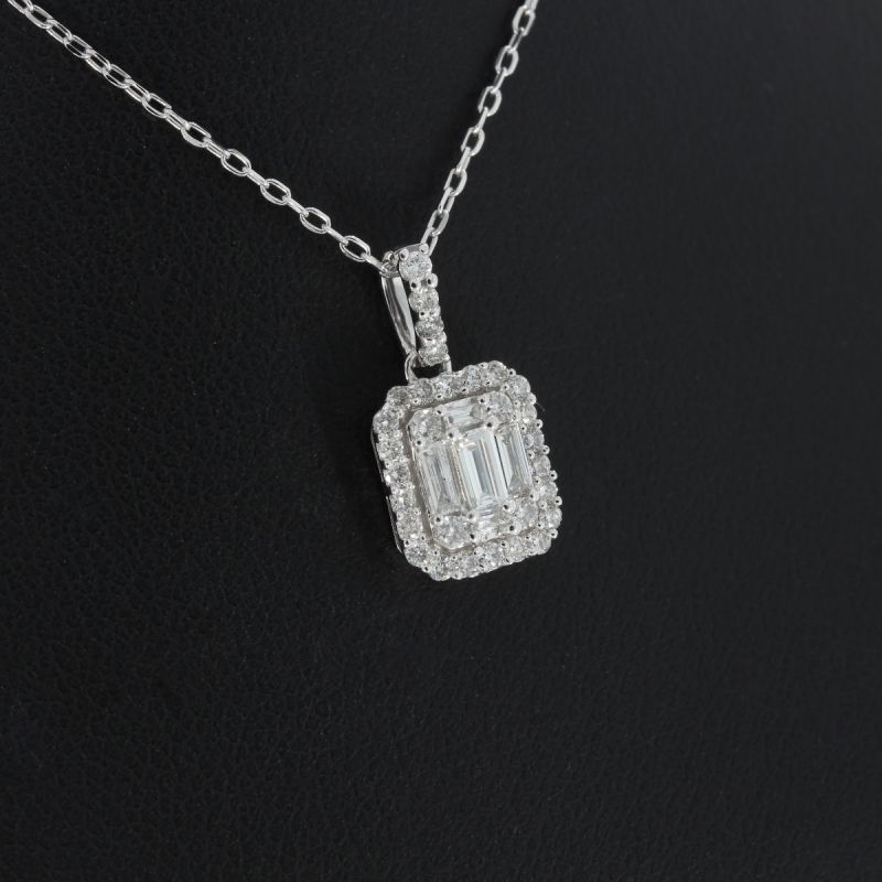 Sale ! Wert 3420 € Brillant Diamant Anhänger mit Kette in 750er 18 K Weißgold - H1272