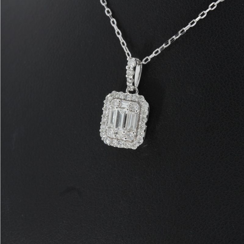 Sale ! Wert 3420 € Brillant Diamant Anhänger mit Kette in 750er 18 K Weißgold - H1272