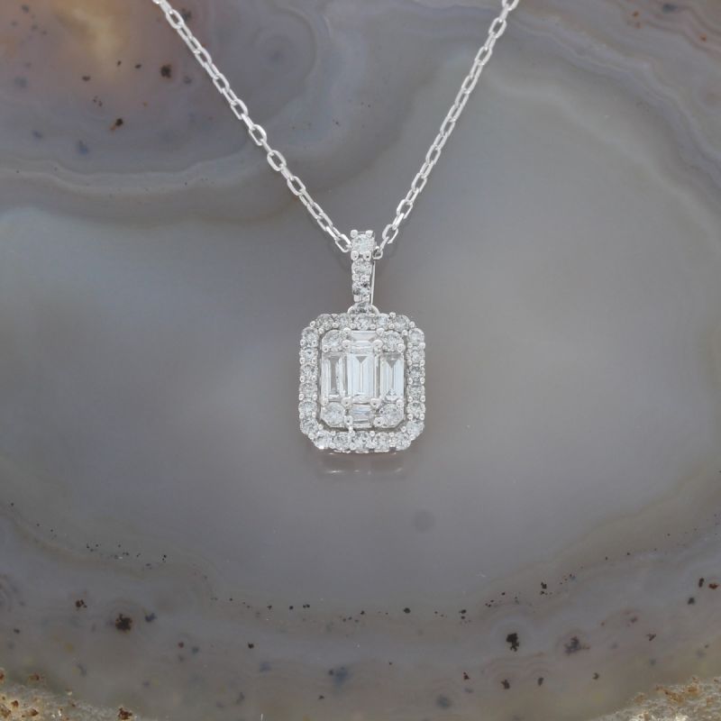 Sale ! Wert 3420 € Brillant Diamant Anhänger mit Kette in 750er 18 K Weißgold - H1272