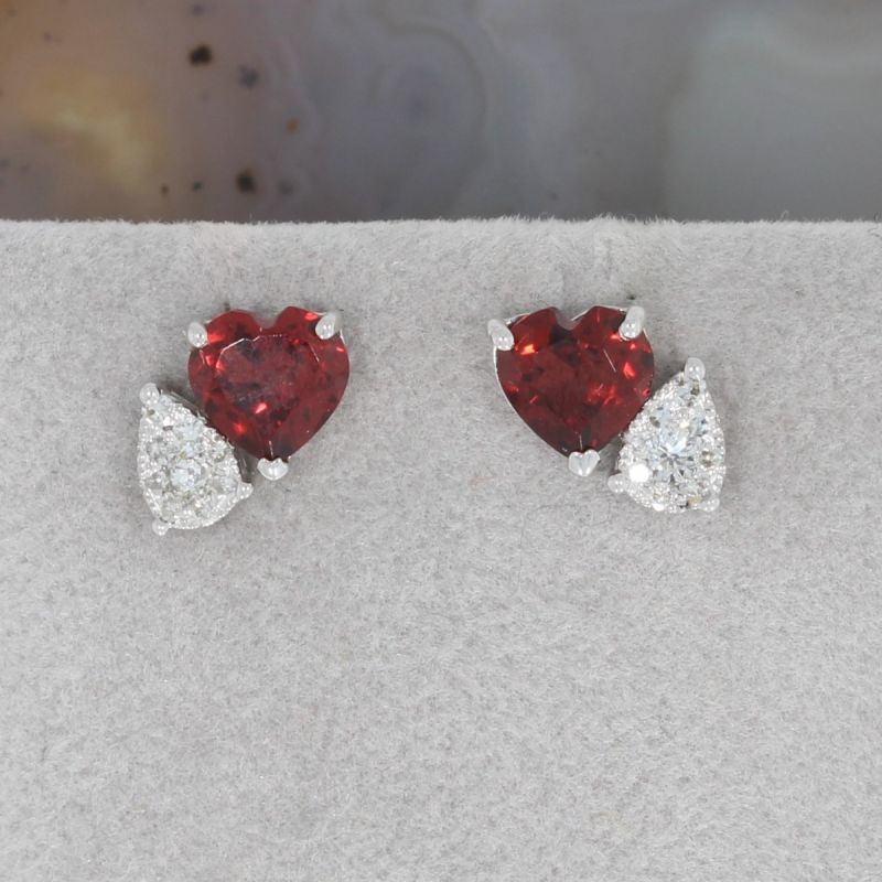 Wert 1190 € Brillant Diamant Granat Ohrringe in 750er 18 K Weißgold - 80403